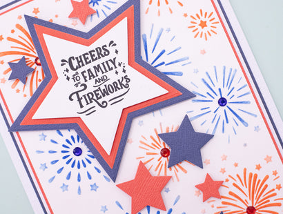 Stars & Stripes - Fireworks 2D Embossing Folder & Stencil Set 5" x 7"