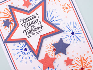 Stars & Stripes - Fireworks 2D Embossing Folder & Stencil Set 5" x 7"