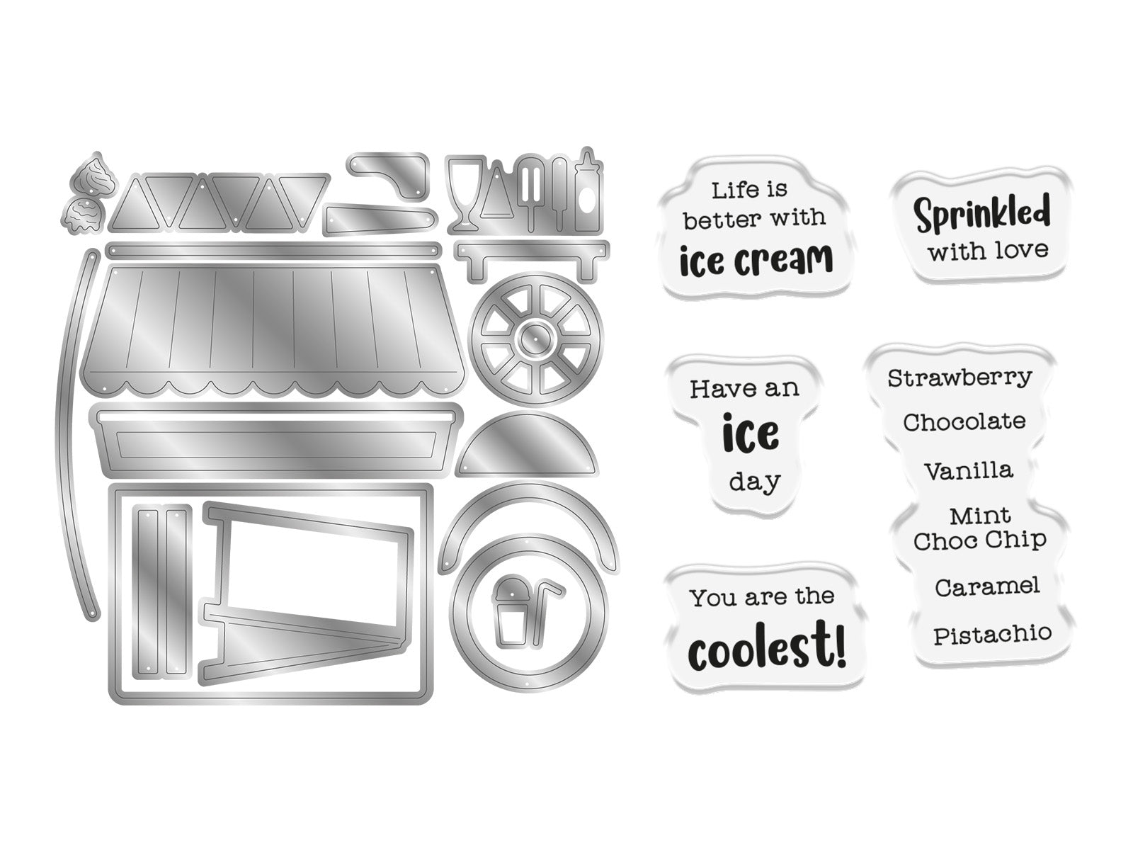 Life is Sweet - Ice Cream Cart Stamp & Metal Die Set