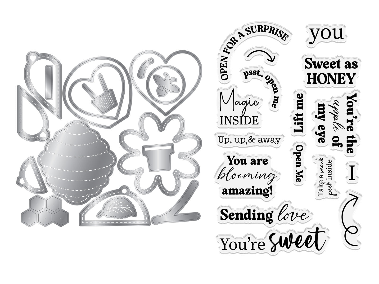 Honeycomb Message Reveal Stamp & Metal Die Set