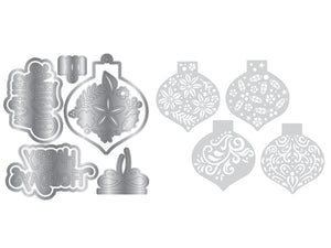 Christmas Bauble Sentiment Stencil & Metal Die Set
