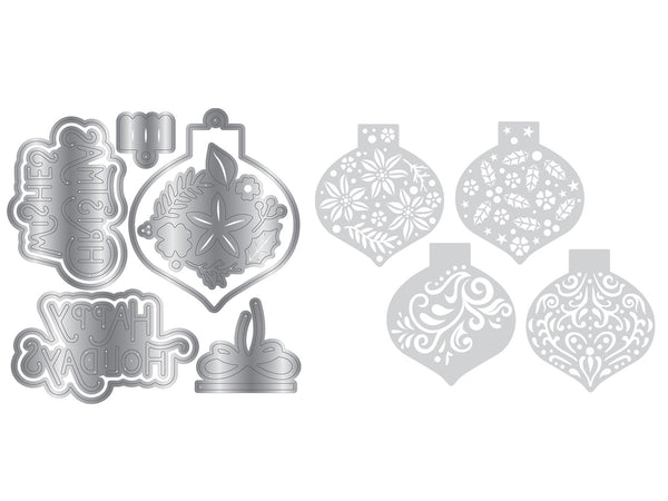 Christmas Bauble Sentiment Stencil & Metal Die Set