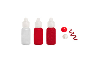 Red Glitter Glue & Red & White Pearl Drops - 3 Pack