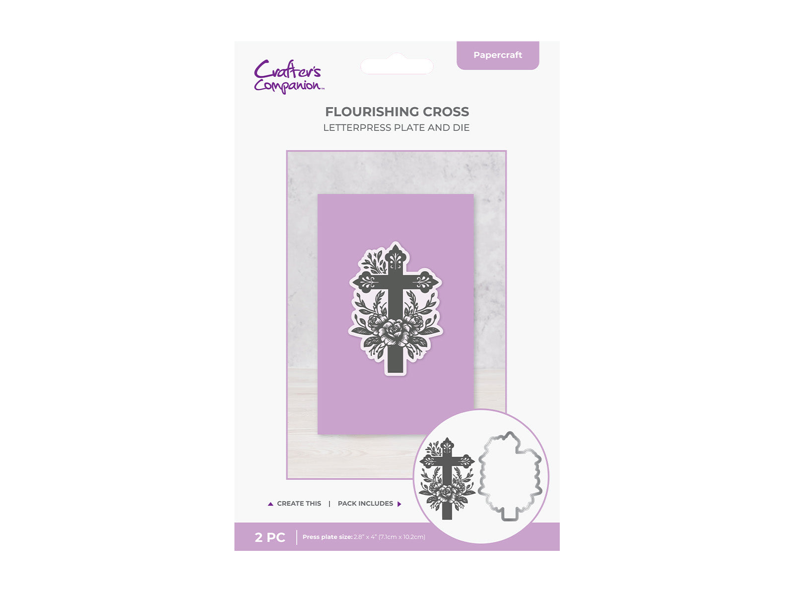 Ornate Floral Cross LetterPress Press Plate & Metal Die Set