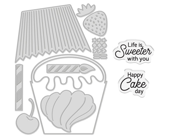 Cupcake Shaped Stamp & Metal Die Set
