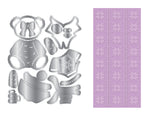 Dressed Up Teddy Bear Metal Die & 2D Embossing Folder Set