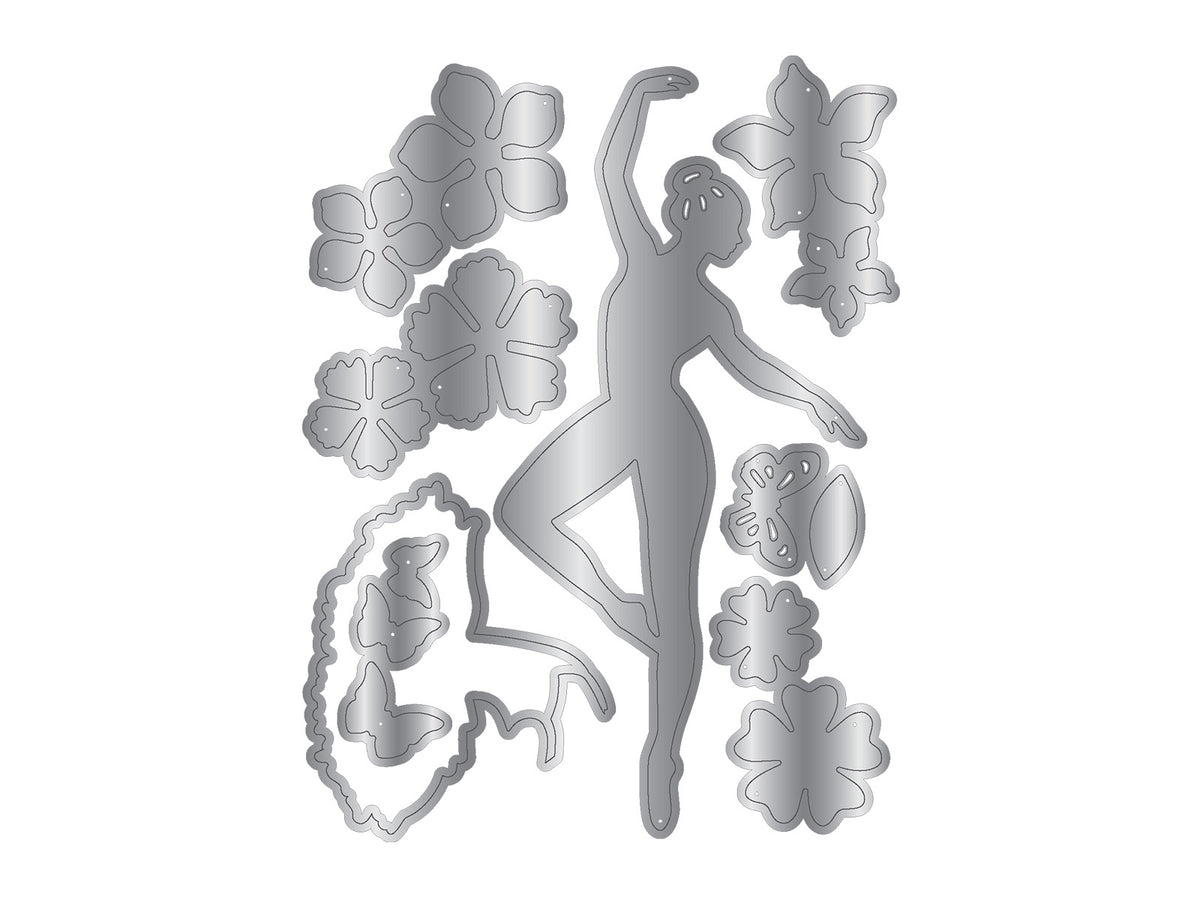 Floral Ballerina Stamp & Metal Die Set