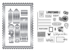 Retro Vacay - Postcard Stamp, Die & Stencil Set