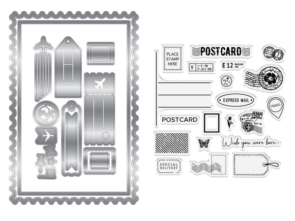 Retro Vacay - Postcard Stamp, Die & Stencil Set