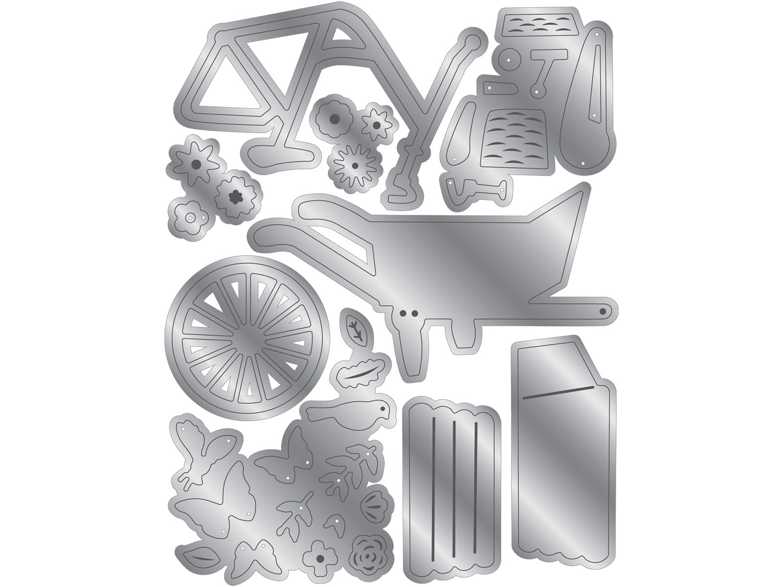 Nature's Garden Summer Garden - Flower Cart & Bicycle Metal Die Set