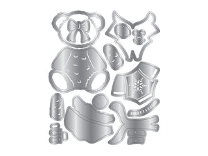 Dressed Up Teddy Bear Metal Die & 2D Embossing Folder Set