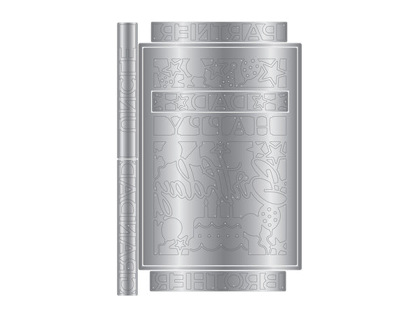 Happy Birthday Interchangeable Sentiment Create-a-Card Metal Die Set