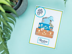 Retro Vacay - Travel Stamps 2D Embossing Folder 5" x 7"