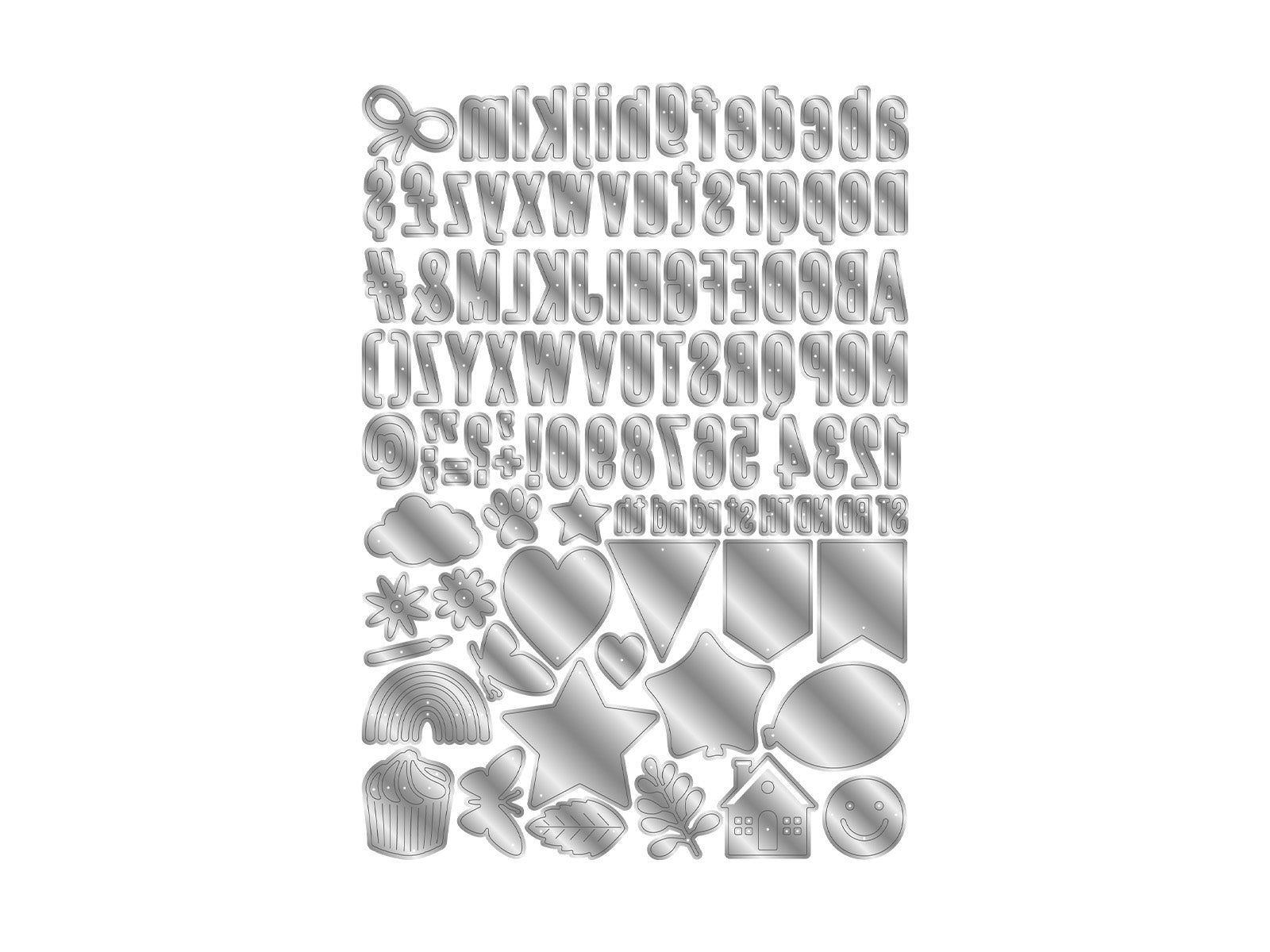 Alphabet, Numbers & Icons Mini Metal Die Set