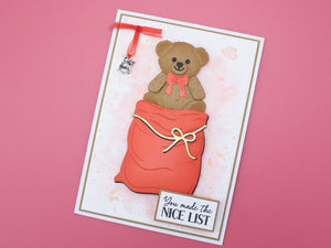 Dressed Up Teddy Bear Metal Die & 2D Embossing Folder Set