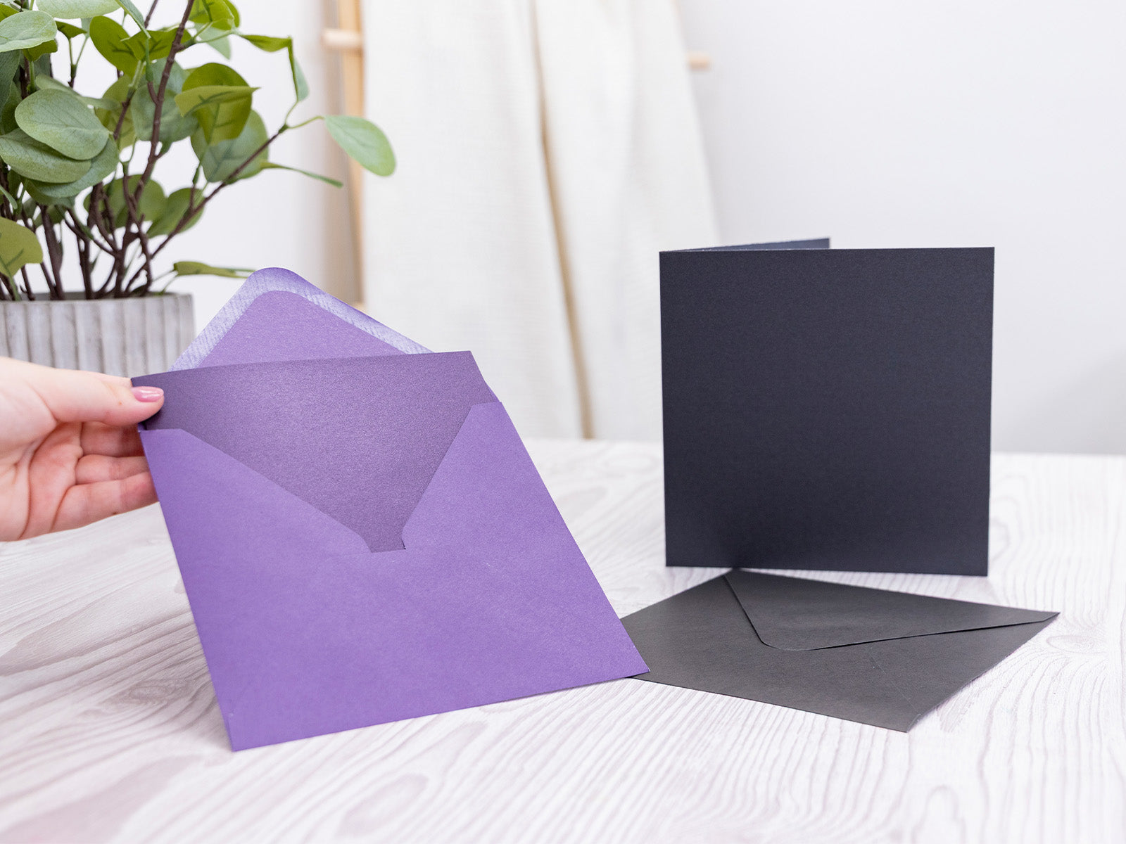 Crafter's Companion 6" x 6" Pearl Card & Envelope Packs - Purple & Black 80 Pack