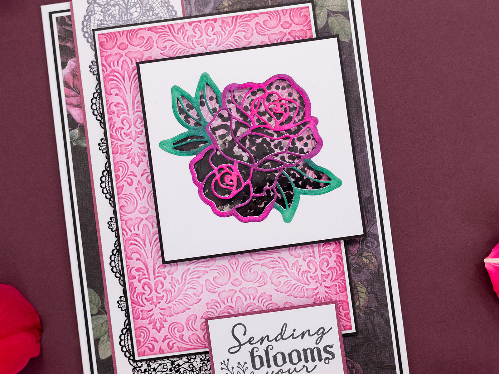Sara Signature Thorn & Bloom 6" x 4" 2D Embossing Folder - Damask Wallpaper