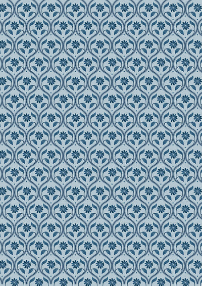 Lewis & Irene Fabric - Floral Trellis on French Grey