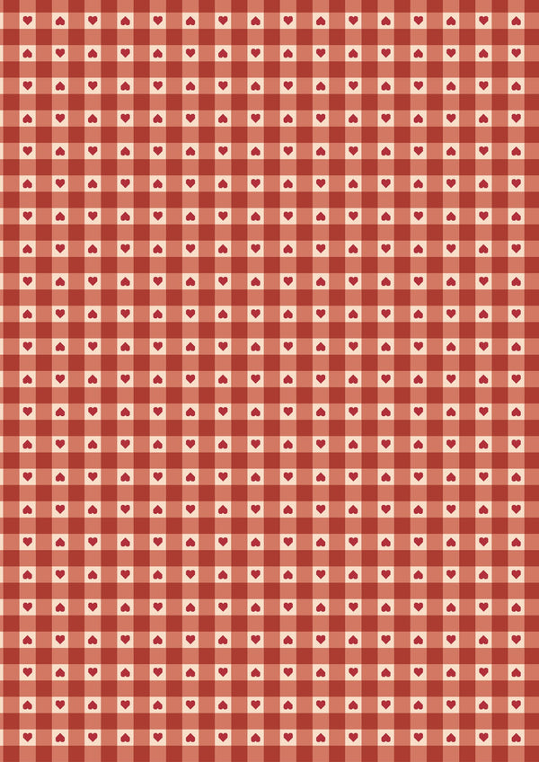 Lewis & Irene Fabric - Heart Gingham Red