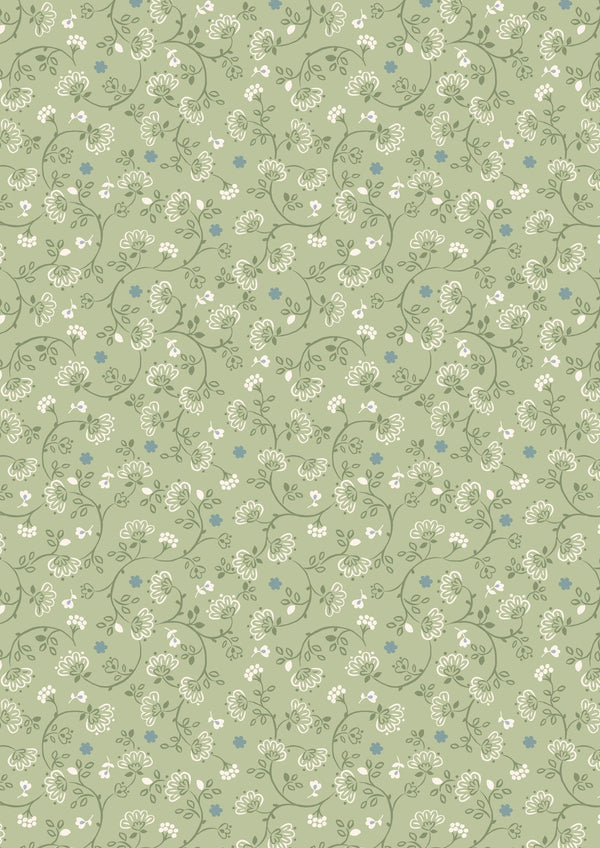 Lewis & Irene Fabric - Flower Chains on Green