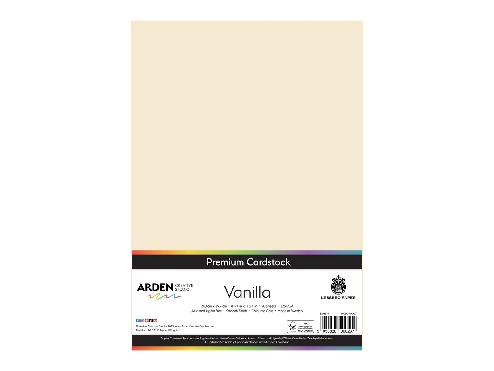 Arden Creative Studio Premium Cardstock Vanilla Cream A4 - 20 Pack