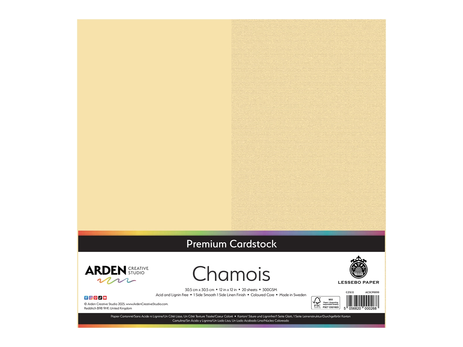 Arden Creative Studio Premium Cardstock Chamois Beige 12" x 12" - 20 Pack