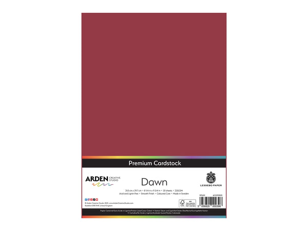 Arden Creative Studio Premium Cardstock Dawn Red A4 - 20 Pack