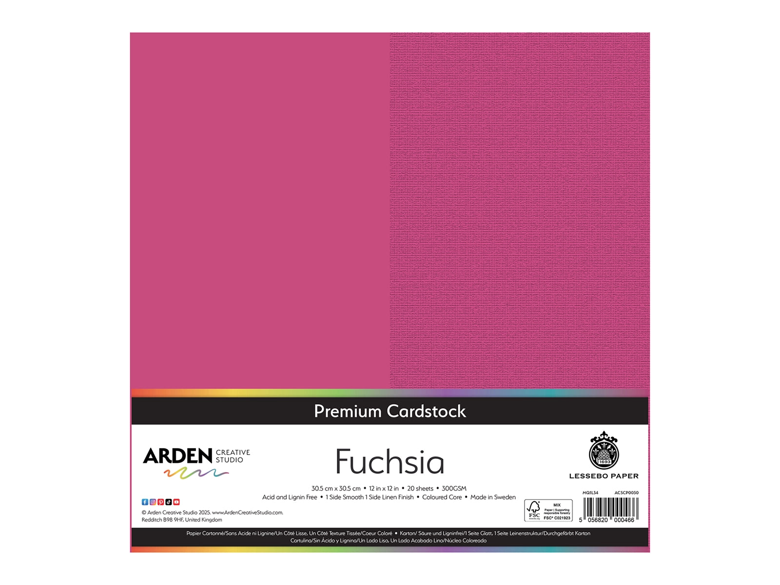 Arden Creative Studio Premium Cardstock Fuchsia Pink 12" x 12" - 20 Pack