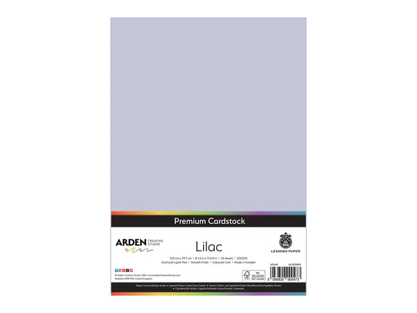 Arden Creative Studio Premium Cardstock Lilac Purple A4 - 20 Pack