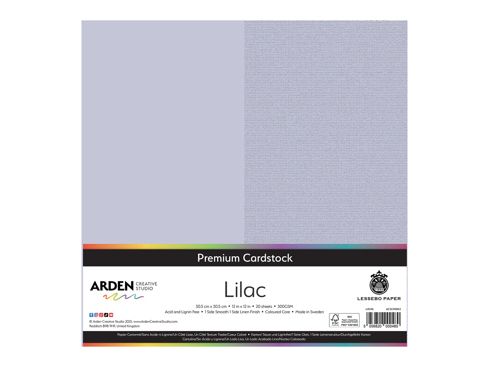 Arden Creative Studio Premium Cardstock Lilac Purple 12" x 12" - 20 Pack