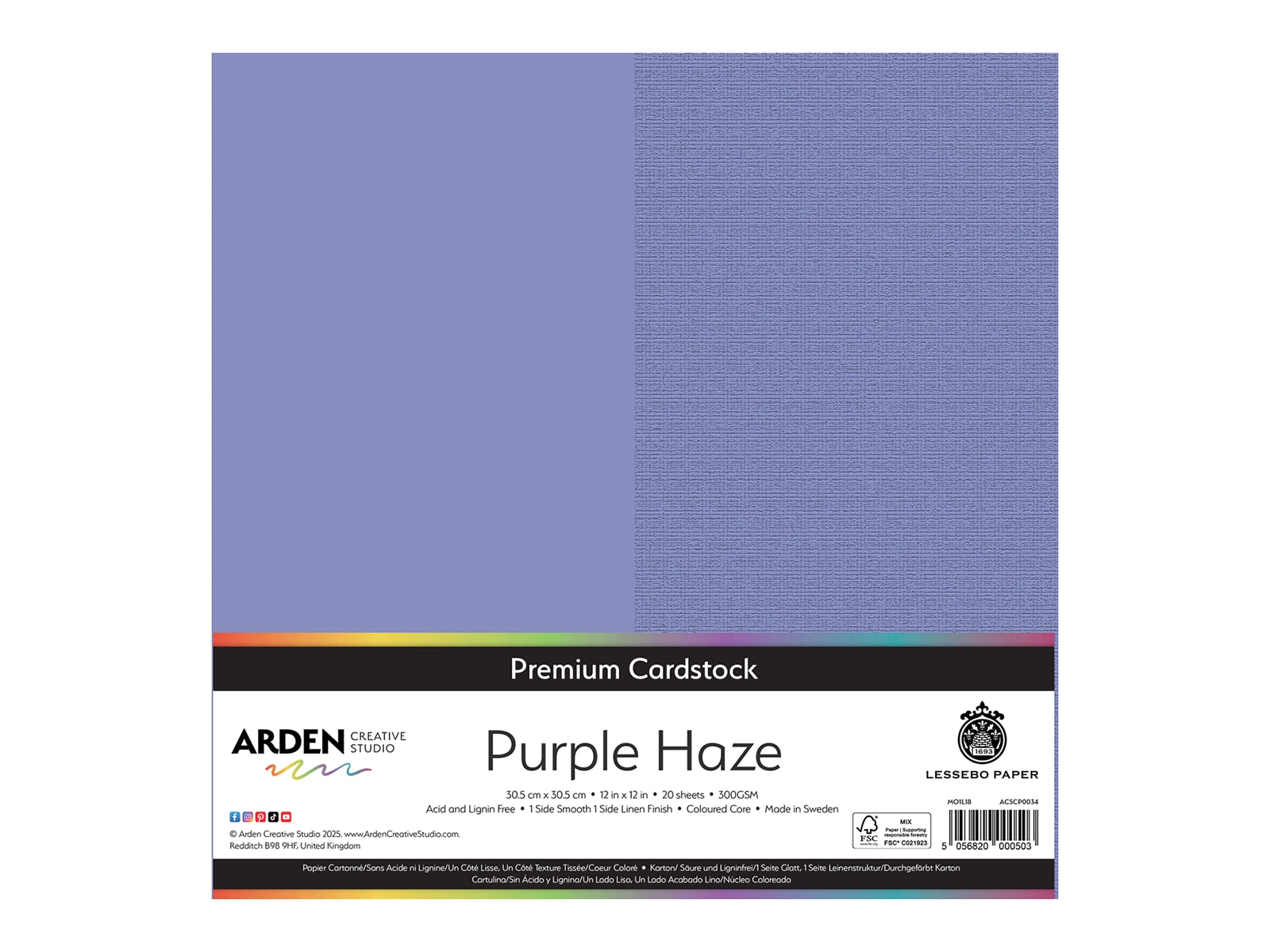 Arden Creative Studio Premium Cardstock Purple Haze 12" x 12" - 20 Pack