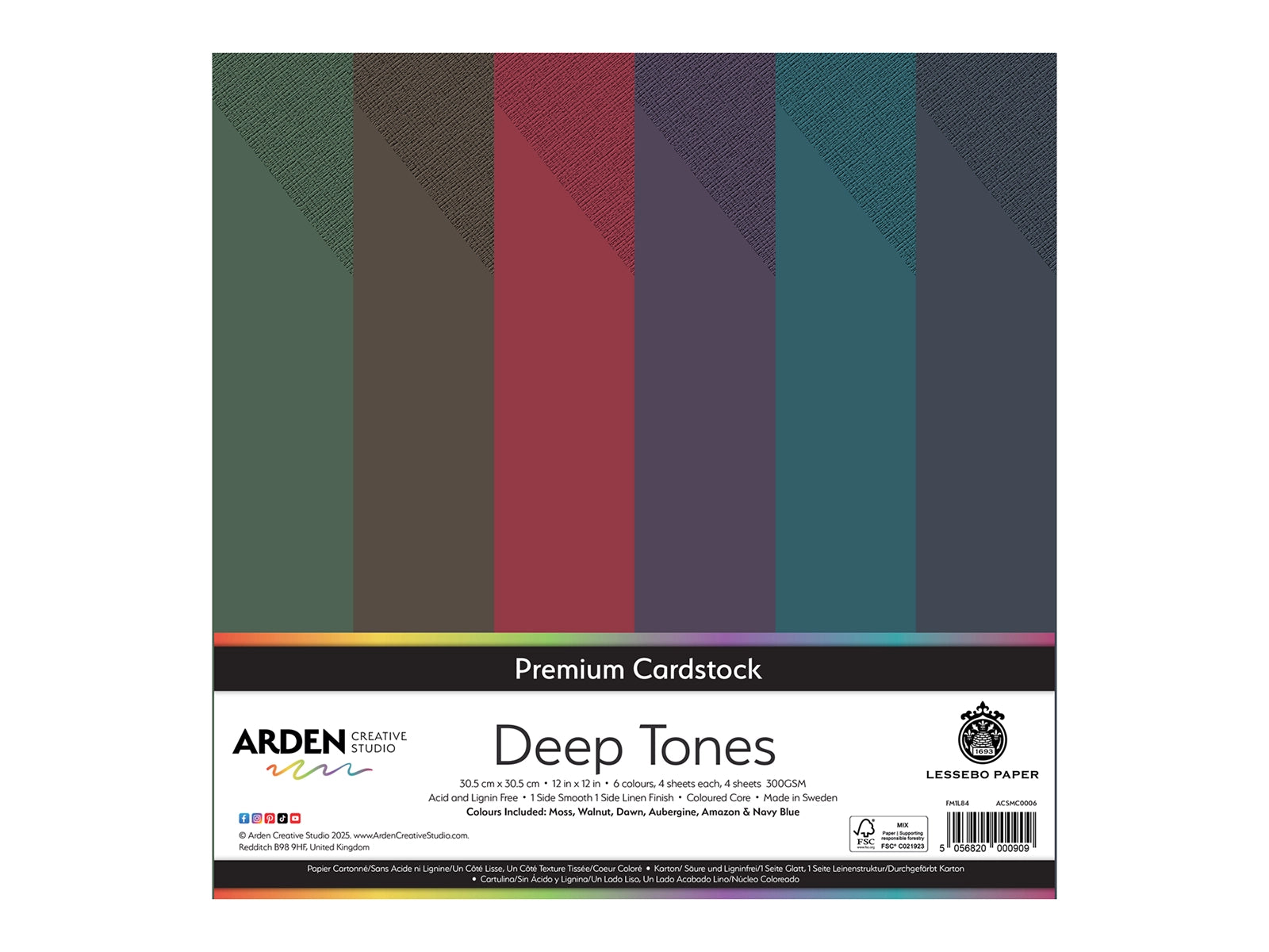 Arden Creative Studio Premium Cardstock Deep Tones 12" x 12" - 24 Pack