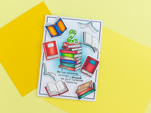 Crafters Companion Bookworm Collection Clear Acrylic Stamp Set - Stack of Books