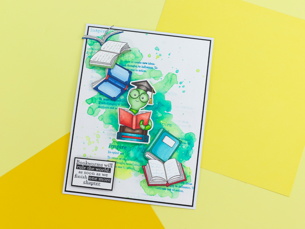 Crafters Companion Bookworm Collection Stamp & Die Set - Cute Bookworm