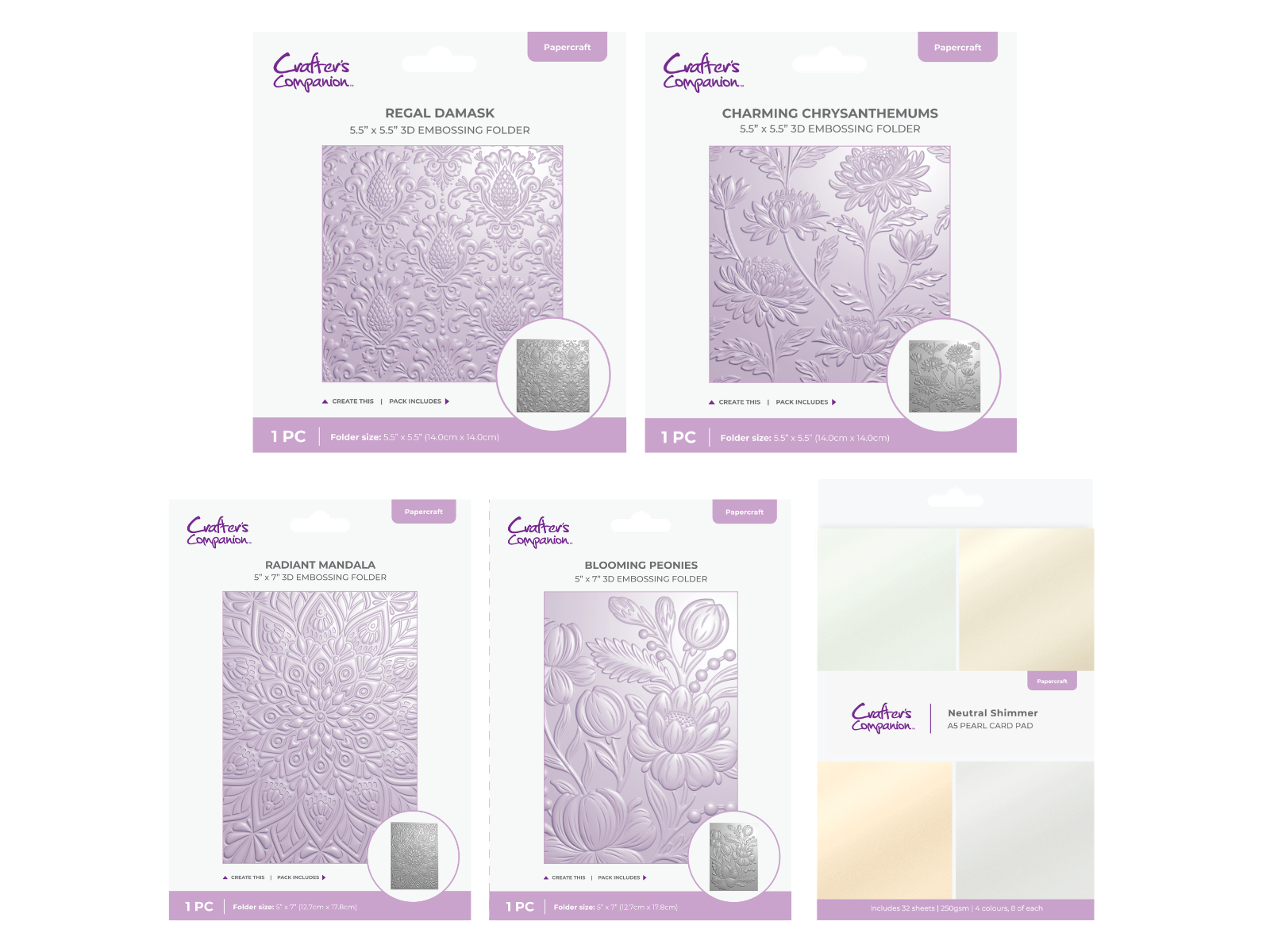 3D Embossing Folders 5pc Collection