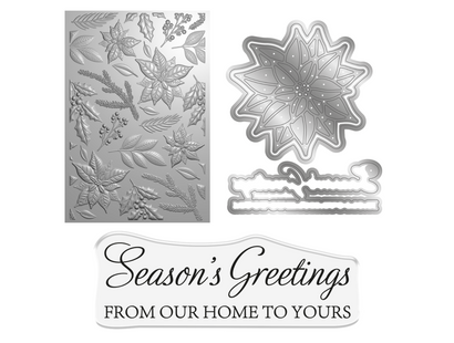 Crafter's Companion 3D Embossing Folder, Metal Die & Photopolymer Stamp - Festive Foliage