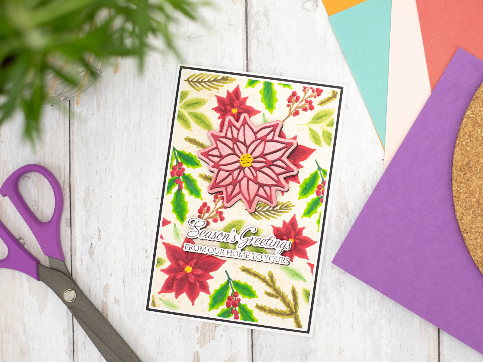 Crafter's Companion 3D Embossing Folder, Metal Die & Photopolymer Stamp - Festive Foliage