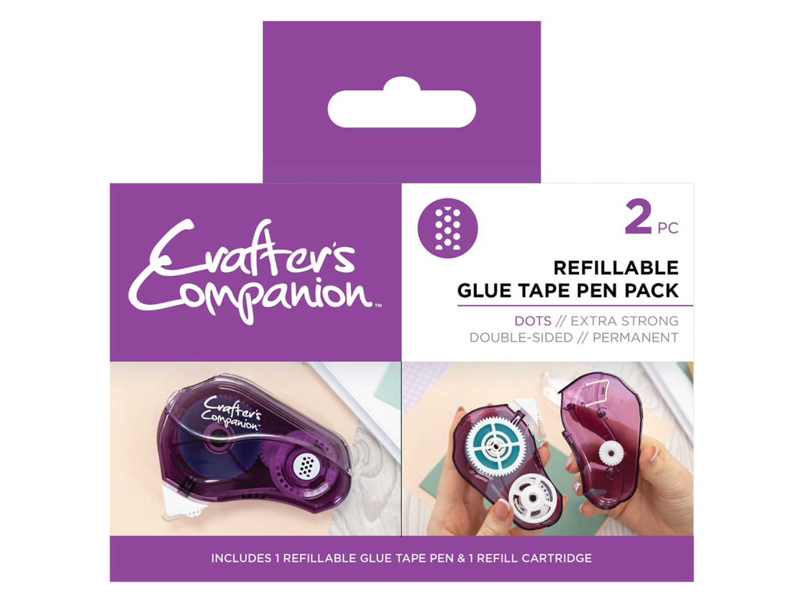 Crafter’s Companion Glue Tape Pen & Refill Pack – Dots (2 Pack)