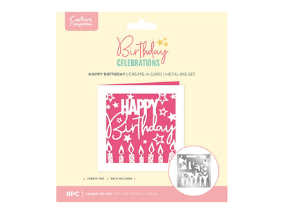 Crafter's Companion Birthday Celebrations Metal Die Create-a-Card - Happy Birthday