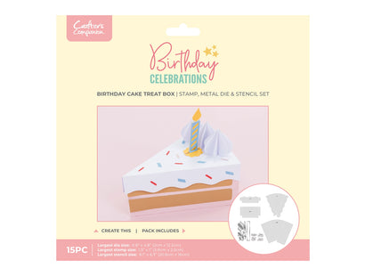 Crafter's Companion Birthday Celebrations Photopolymer Stamp, Die and Stencil - Birthday Cake Treat Box