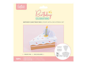 Crafter's Companion Birthday Celebrations Photopolymer Stamp, Die and Stencil - Birthday Cake Treat Box