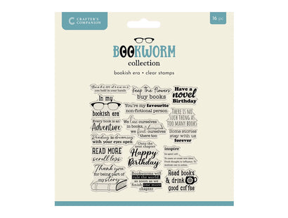 Crafters Companion Bookworm Collection Clear Acrylic Stamp Set - Bookish Era