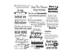 Crafters Companion Bookworm Collection Clear Acrylic Stamp Set - Bookish Era