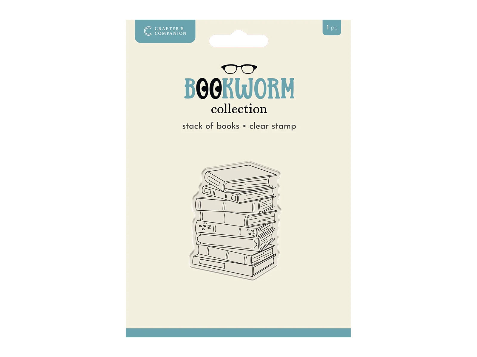 Crafters Companion Bookworm Collection Clear Acrylic Stamp Set - Stack of Books