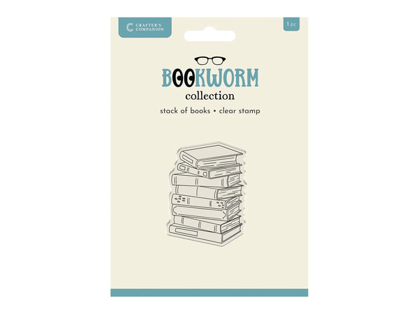 Crafters Companion Bookworm Collection Clear Acrylic Stamp Set - Stack of Books