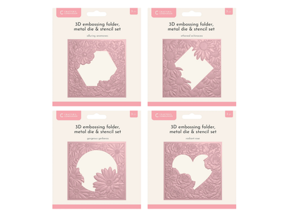 Crafter's Companion 3D Embossing Folder, Metal Dies & Stencil Selection