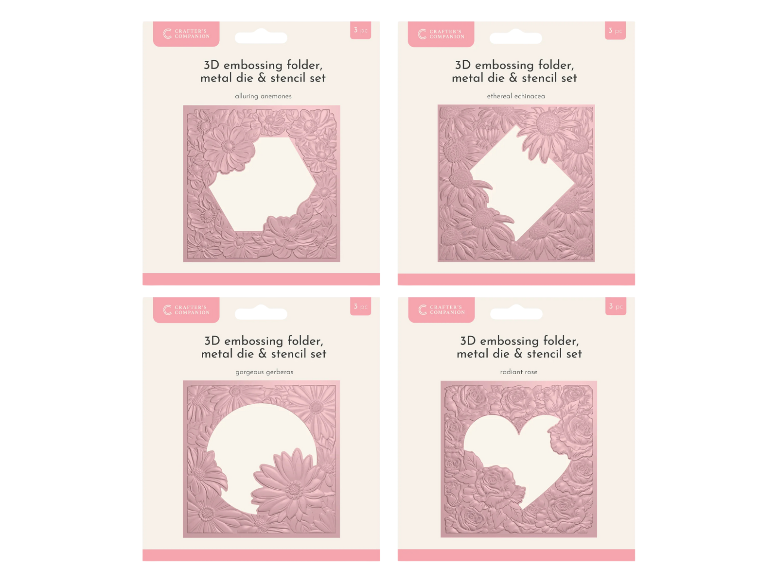 Crafter's Companion 3D Embossing Folder, Metal Dies & Stencil Selection