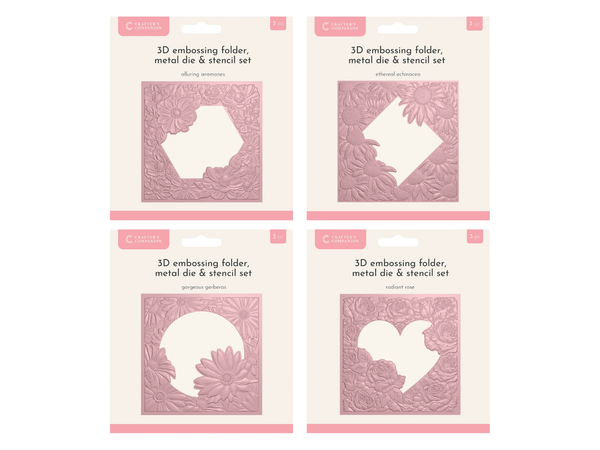 Crafter's Companion 3D Embossing Folder, Metal Dies & Stencil Selection