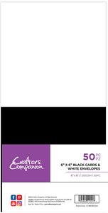 Crafter's Companion 6" x 6" Black Card & White Envelopes - 100 Pc