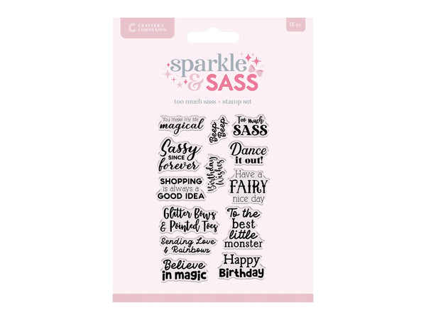 Crafters Companion Clear Acrylic Stamp Set - Too Much Sass Sentiments